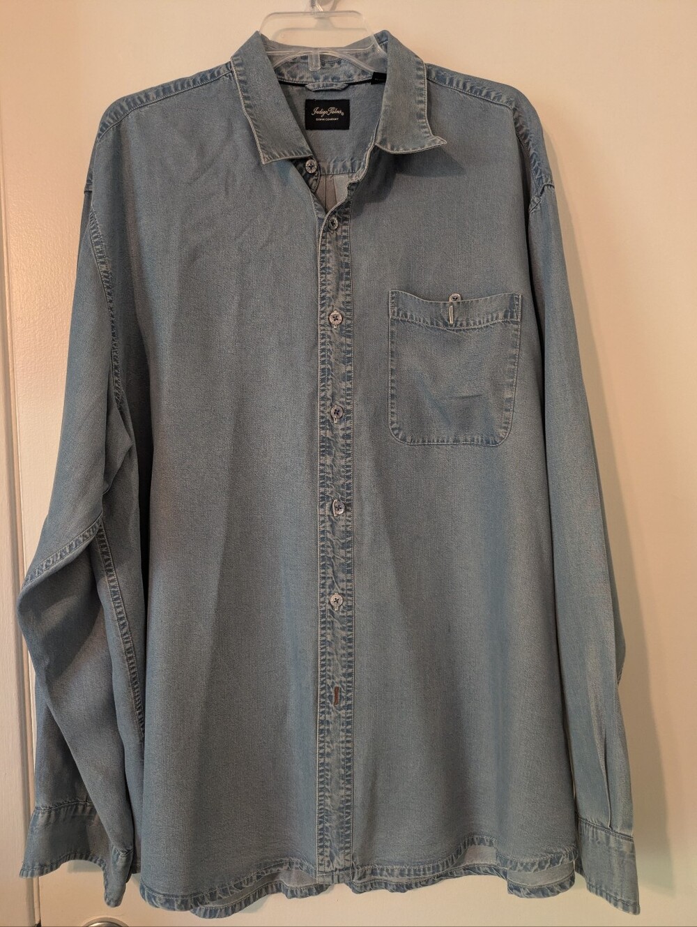 Indigo Light Blue Men's Denim Button-Down Shirt